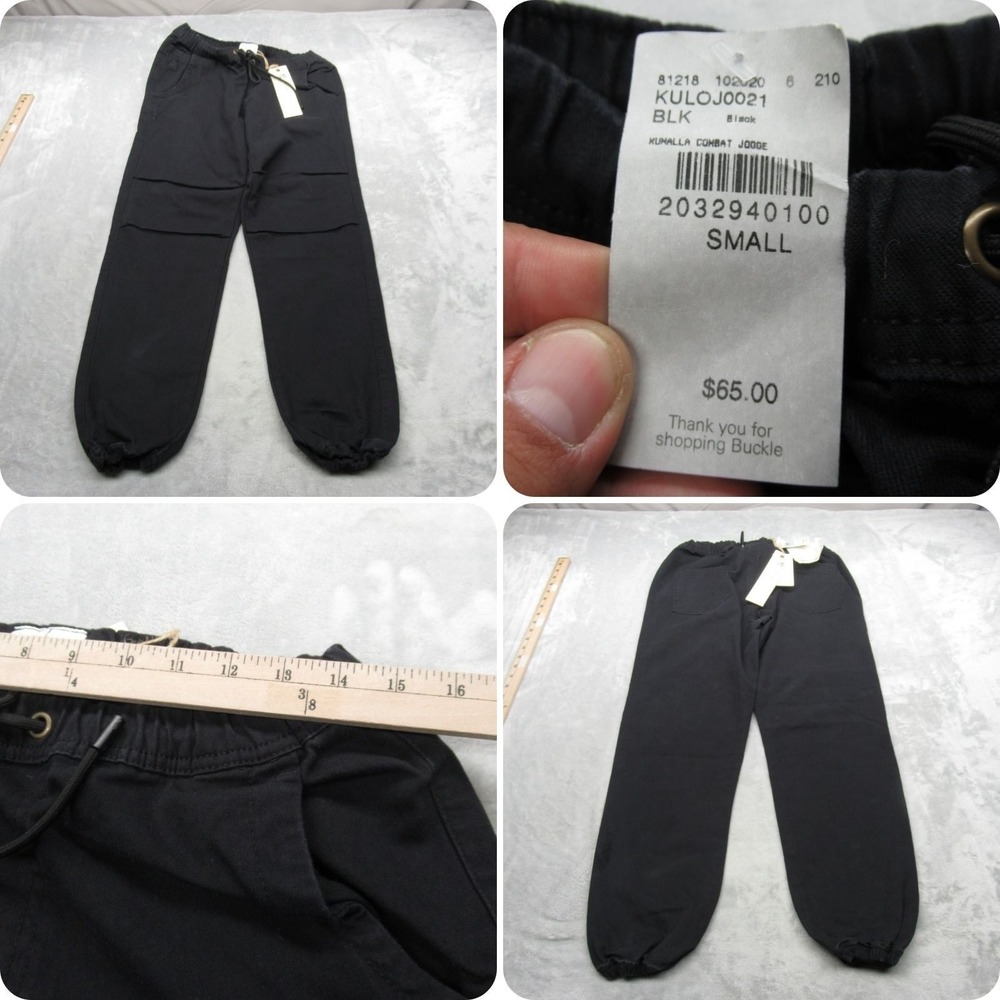 Kuwalla Tee Pants Mens Small Black Drawstring Waist Combat Fit Jogger 29x26 NEW